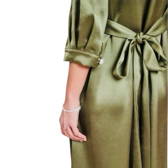 NWT Olivvi Kate Satin Evening Dress in Deep Green - Size L - Picture 8 of 8